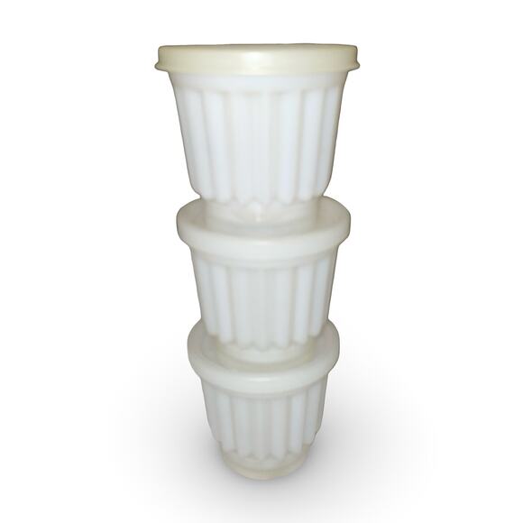 Tupperware Jel-ette Mini Molds Set 3 White 297 Individual Jello Desert Cups VTG - Picture 4 of 9